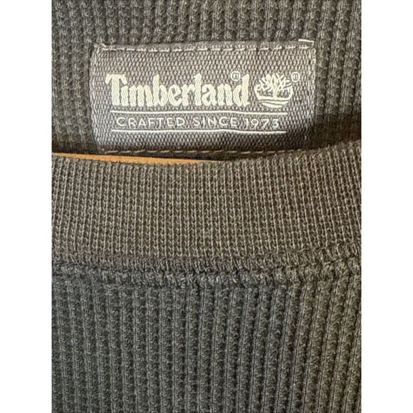 Timberland Mens Long Sleeve Waffle Knit Shirt Size L Dark Gray Thermal Layers - Picture 4 of 5